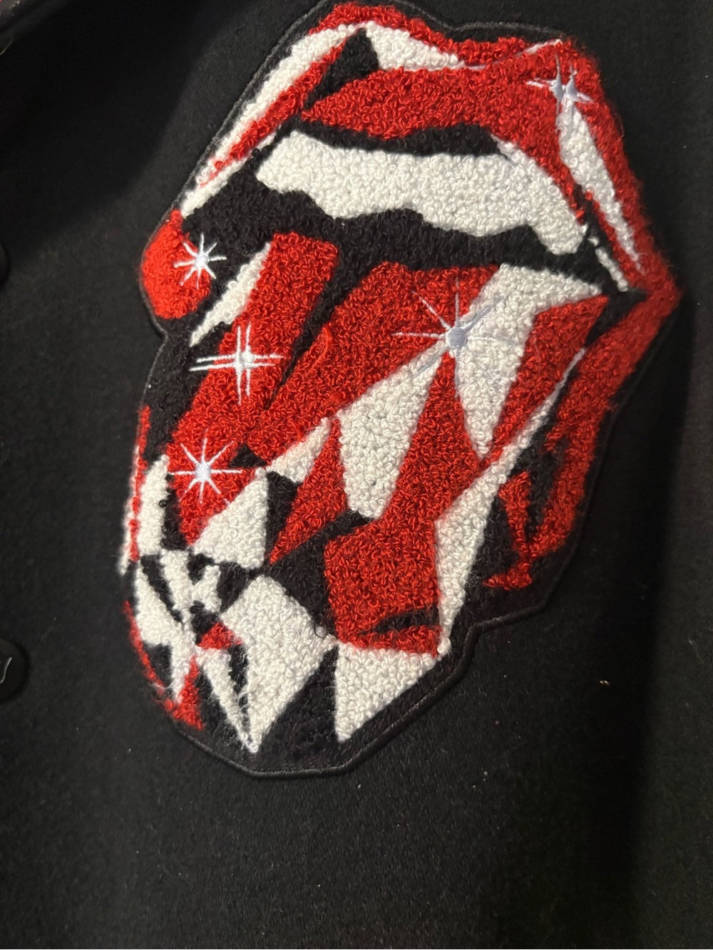 Rolling Stones Limited Edition Black Tour '24 Embroidered Varsity Jacket - Picture 4 of 8